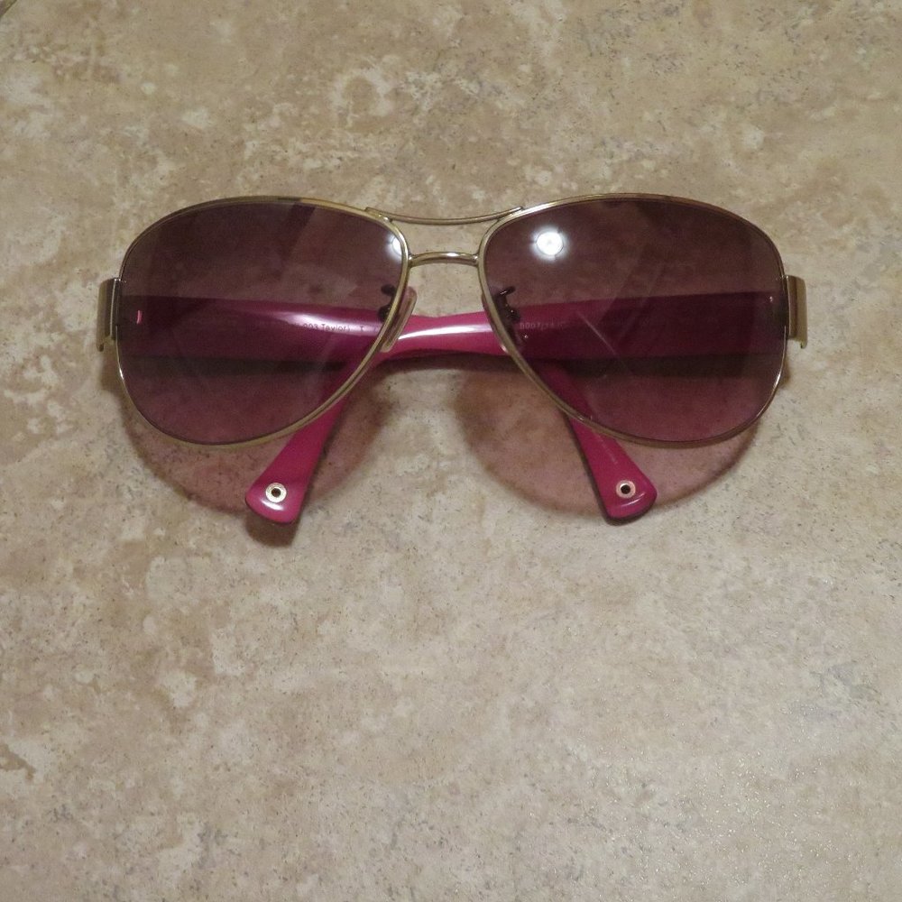 Coach Aviator Sunglasses | Wire Frames | Pink Tinted Lenses | Gold & Fuscia